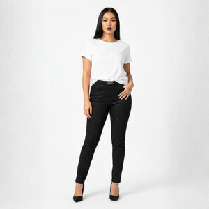 A.Z.I Jeans Black Silver Embellished Denim Blend Leggings Size 10